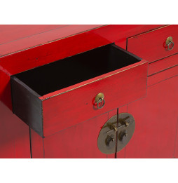 Consola Oriental Roja con 2 Puertas y 2 Cajones