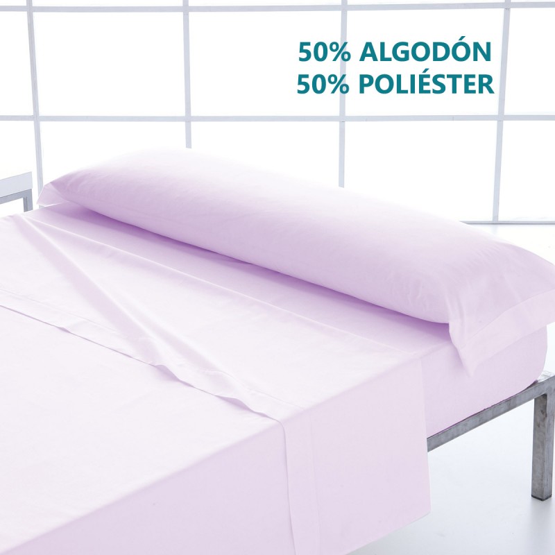 Juego sábanas lisas 50% Poliéster 50% Algodón tintura rosa