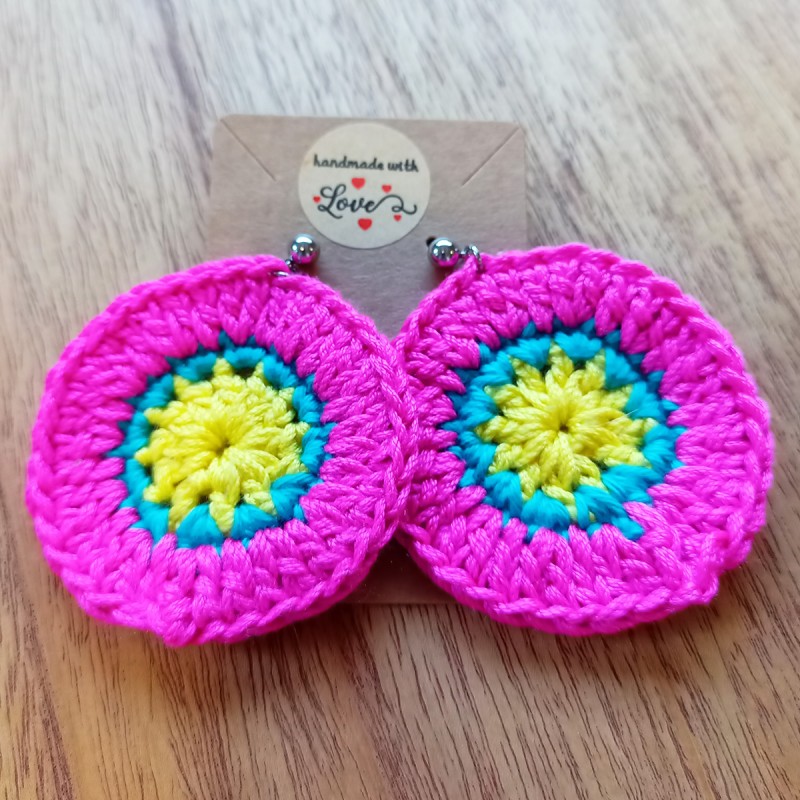 Pendientes Crochet Espiral Tricolor