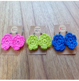 Pack Pendientes Crochet Flores Color