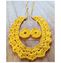 Conjunto Gargantilla + Pendientes Crochet Mirta Amarillo Oro