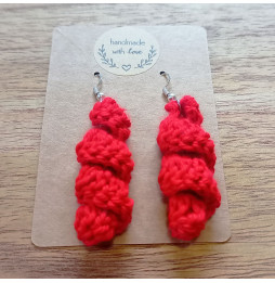 Pendientes Crochet Espirales Rojo