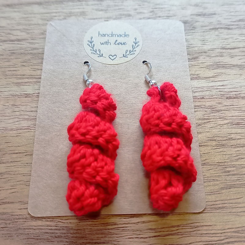 Pendientes Crochet Espirales Rojo