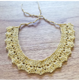 Conjunto Gargantilla + Pendientes Crochet Amarillo Oro Hilo Brillante