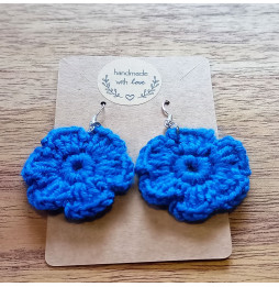 Pendientes Crochet Flores Azul Klein