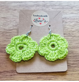 Pendientes Crochet Flores Kiwi