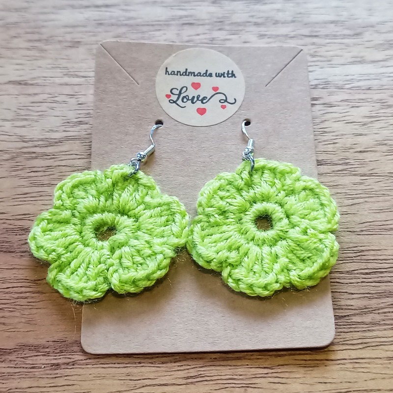 Pendientes Crochet Flores Kiwi