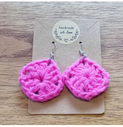 Pendientes Crochet Grannys Rosa