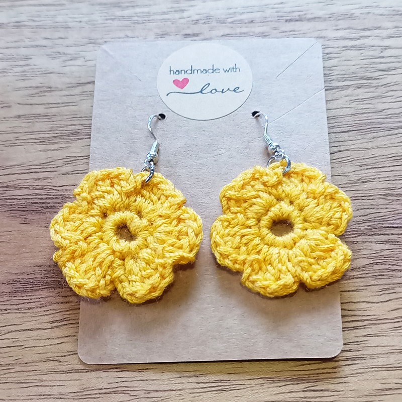 Pendientes Crochet Flores Amarillas