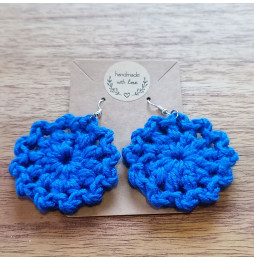 Pendientes Crochet Mandalas Azul Klein
