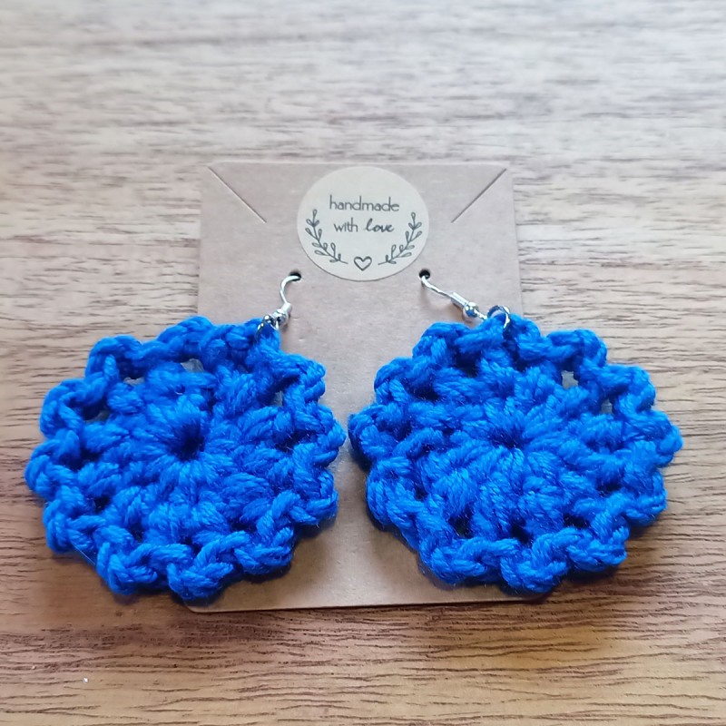 Pendientes Crochet Mandalas Azul Klein