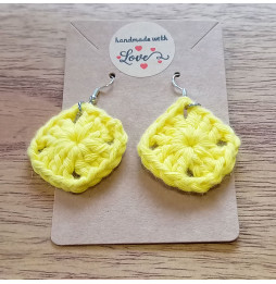Pendientes Crochet Grannys Amarillo Limón
