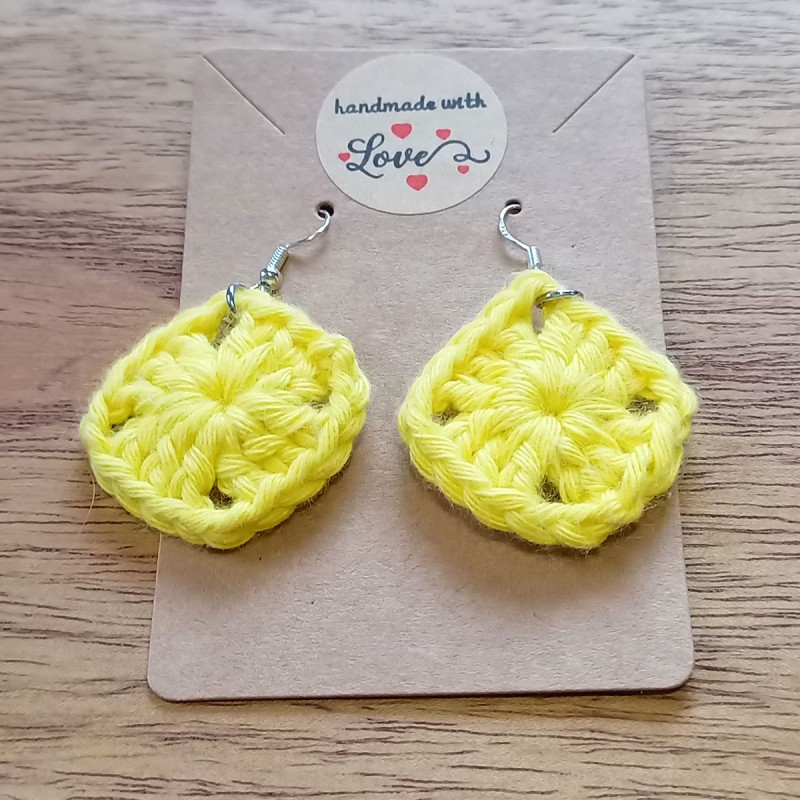 Pendientes Crochet Grannys Amarillo Limón
