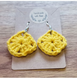 Pendientes Crochet Grannys Amarillo Oro