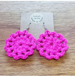Pendientes Crochet Mandalas Rosa Chicle