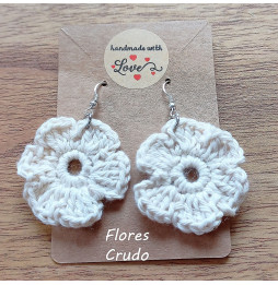 Pendientes Crochet Flores Crudo