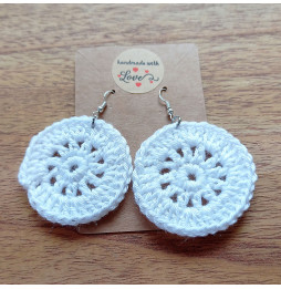 Pendientes Crochet Círculos Blanco
