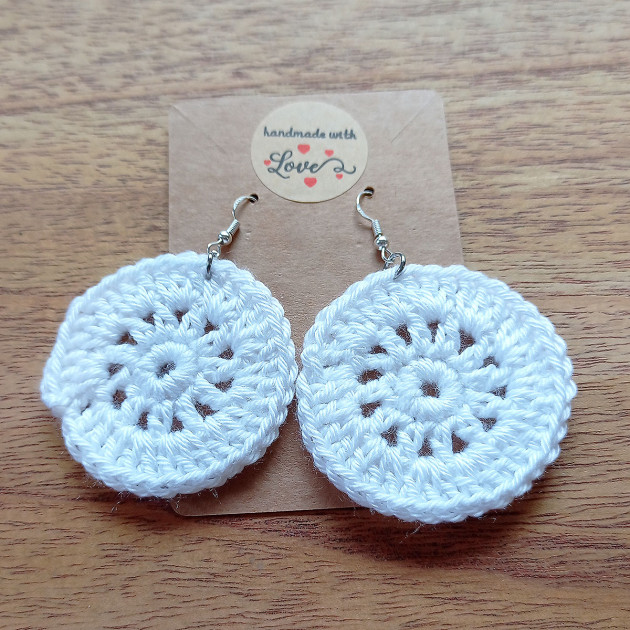Pendientes Crochet Círculos Blanco