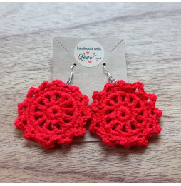 Pendientes Crochet Mandalas Rojo