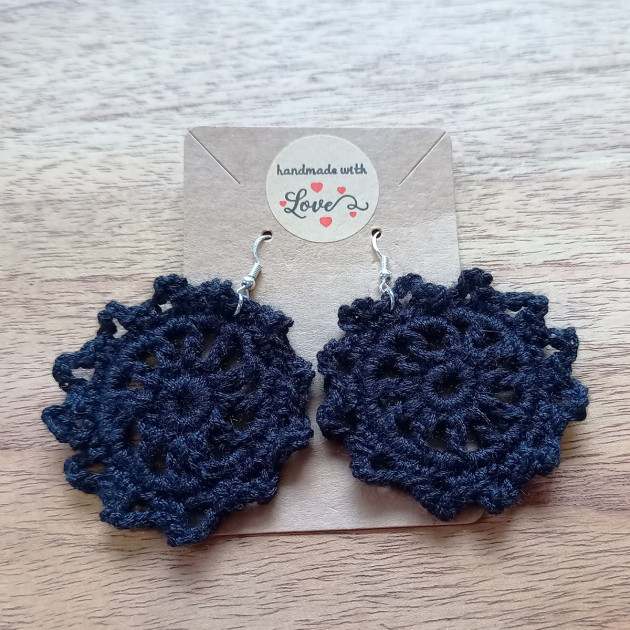 Pendientes Crochet Mandalas Negro