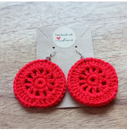 Pendientes Crochet Círculos Rojo