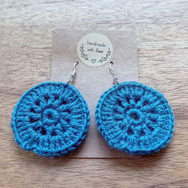 Pendientes Crochet Círculos Azul