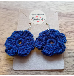 Pendientes Crochet Flores Marino