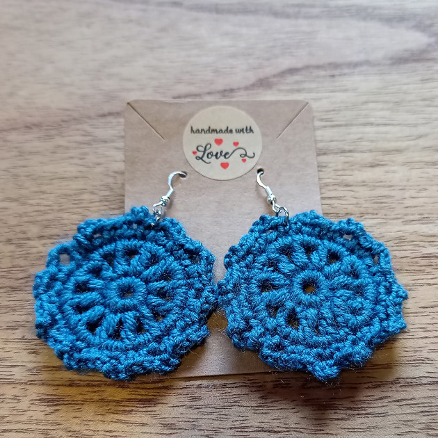 Pendientes Crochet Mandalas Azul