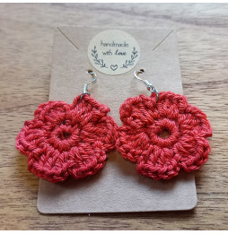 Pendientes Crochet Flores Teja