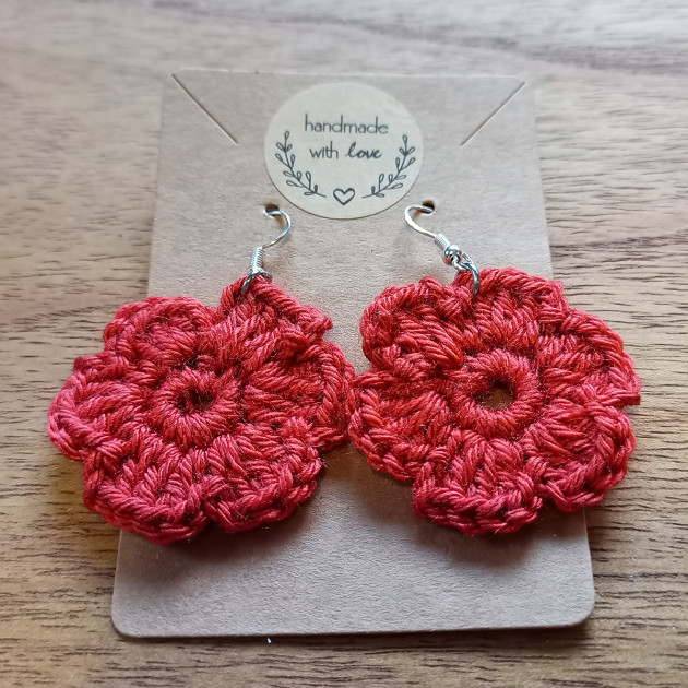 Pendientes Crochet Flores Teja