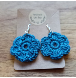 Pendientes Crochet Flores Azul