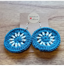 Pendientes Crochet Círculos Azul Crudo