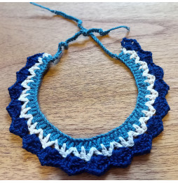 Gargantilla Crochet Mirta Marino Crudo Azul