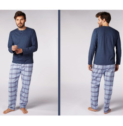 Pijama Hombre Punto Invernal Algodón CTM Foret Azul